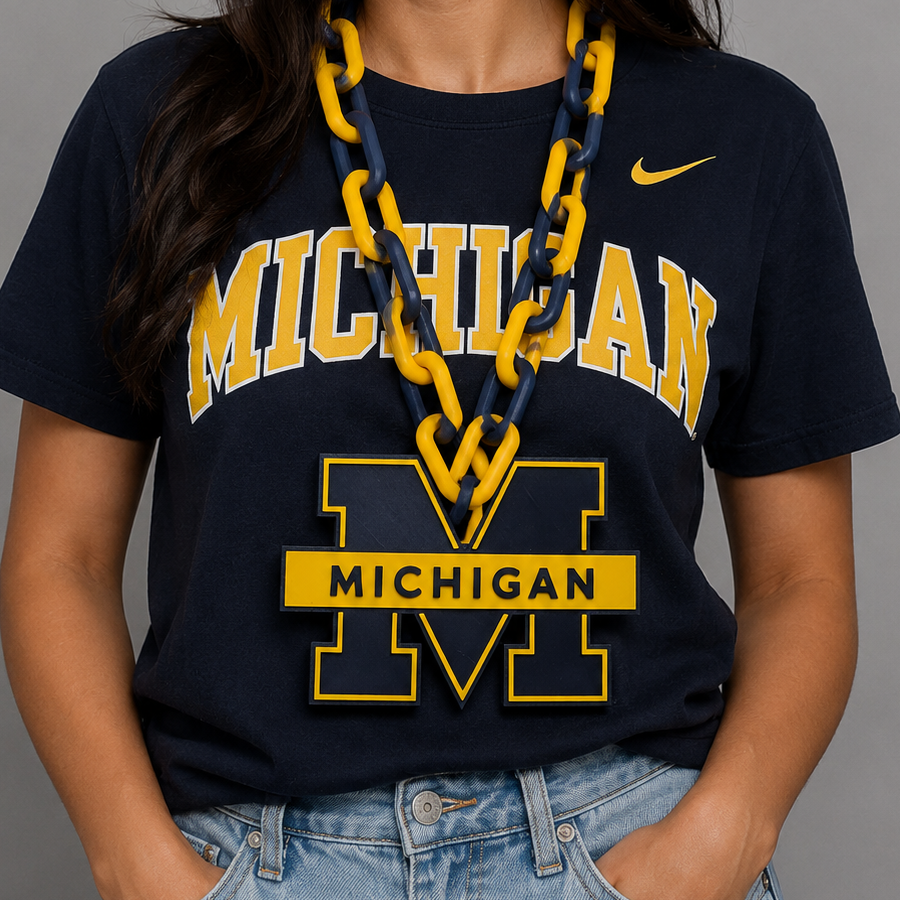 Oversized University Of Michigan Wolverines Pendant Necklace