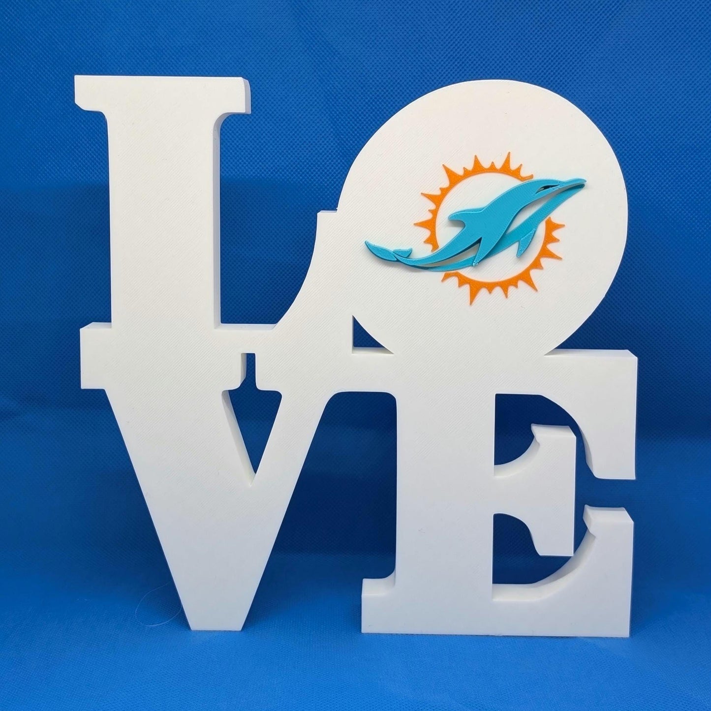 Miami Dolphins Love Park Sign - LOVE Statue For Mancave - 8x8 inches