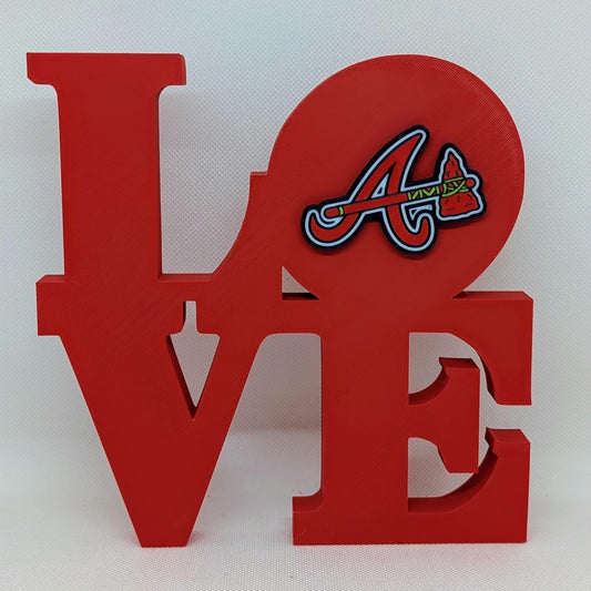 Atlanta Braves Red 'LOVE' sign with a sports team logo on a white background