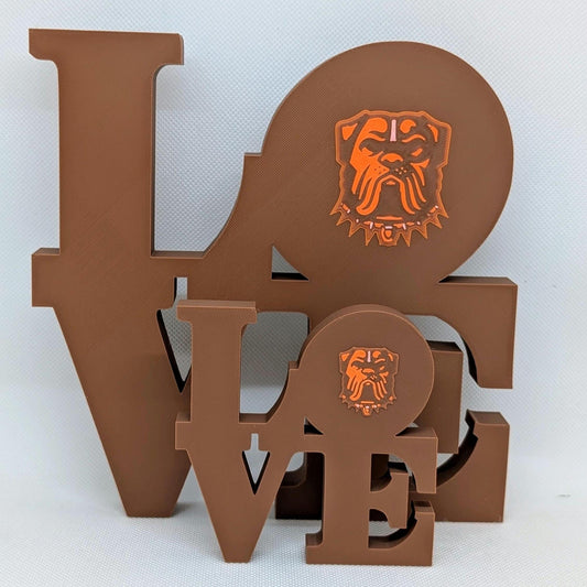 Cleveland Browns Dog Pound Love Park Sign - LOVE Statue For Mancave