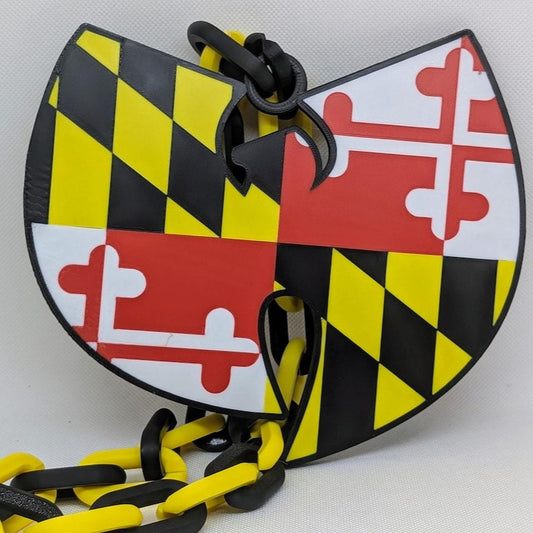 Maryland Flag WU TANG Clan Oversized Pendant and Necklace
