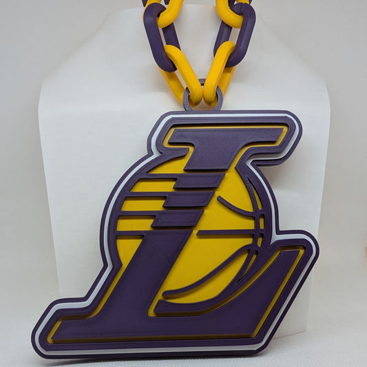 Basketball hoop with Lakers logo on a white background