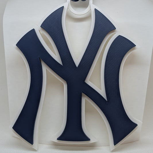 Yankees Blue and white logo of a sports team on a white background